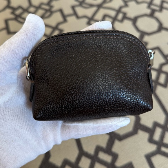 Longchamp Le Foulonne Brown Pebbled Leather Coin Purse Made in France - Picture 4 of 14